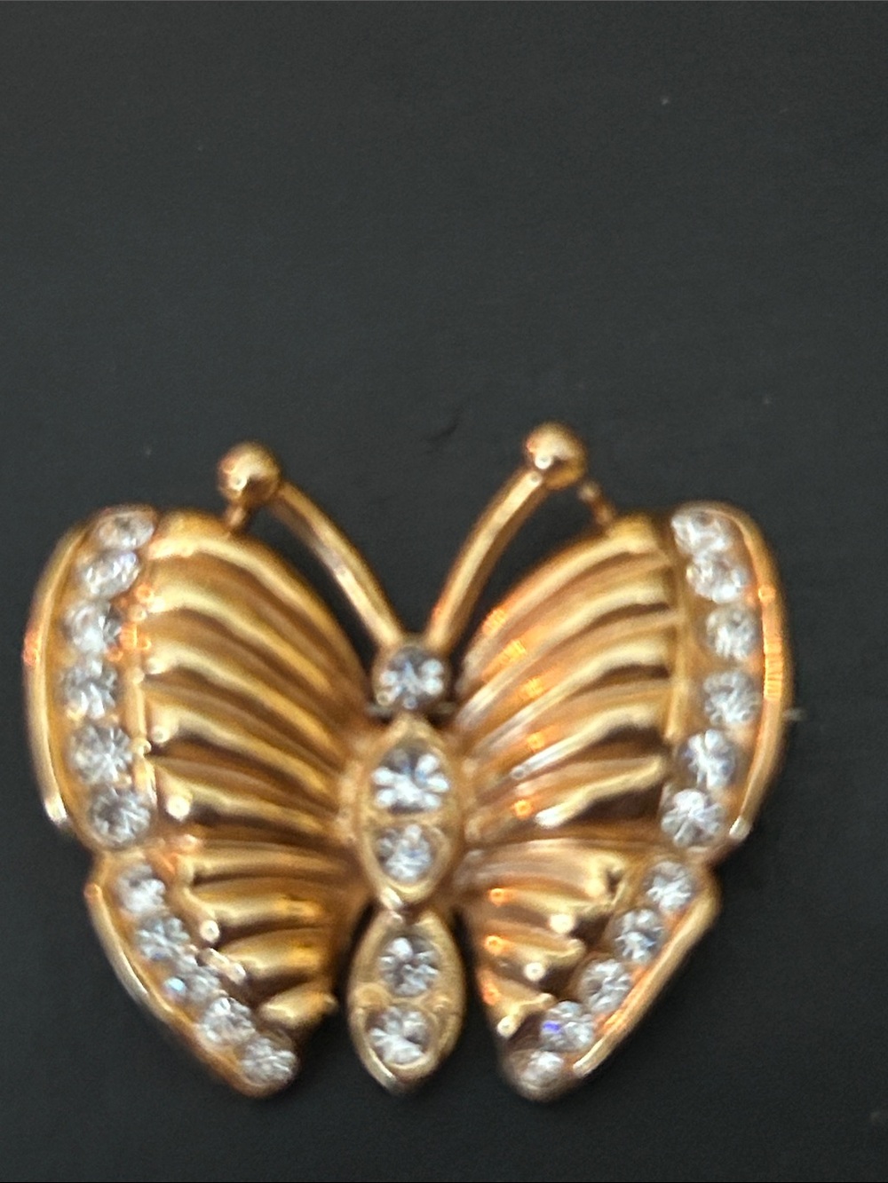 Gold Butterfly Crystal Accent Brooch